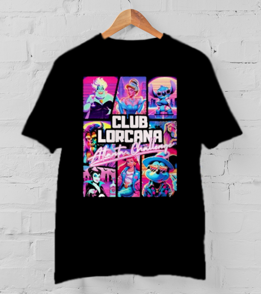 Club Lorcana Atlanta Challenge Ursula Cinderella Stitch 80s Neon T-Shirt