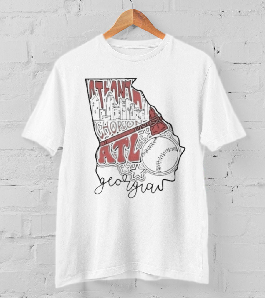 Atlanta Chop On ATL Georgia Baseball Map T-Shirt