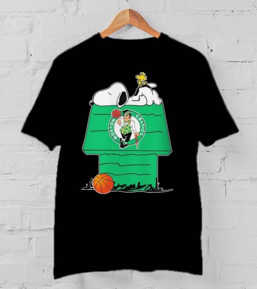 Peanuts Snoopy Woodstock Boston Celtics Basketball House T-Shirt