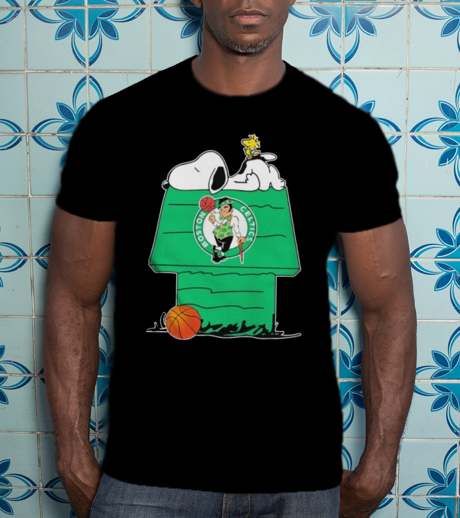 Peanuts Snoopy Woodstock Boston Celtics Basketball House T-Shirt