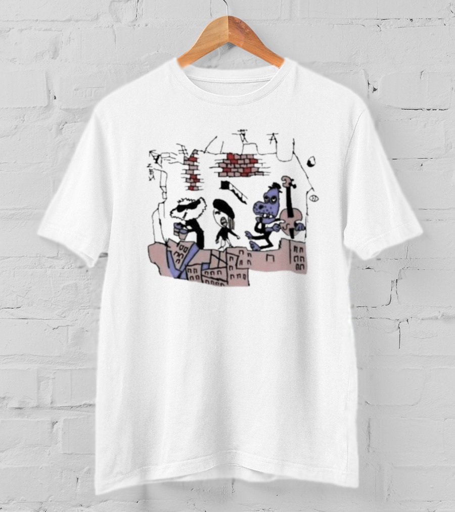 Retro Rad Puppet Band Brick Wall Jam Session T-Shirt