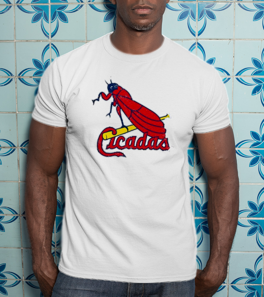 St. Louis Cicadas Red Insect Mascot Baseball Team T-Shirt