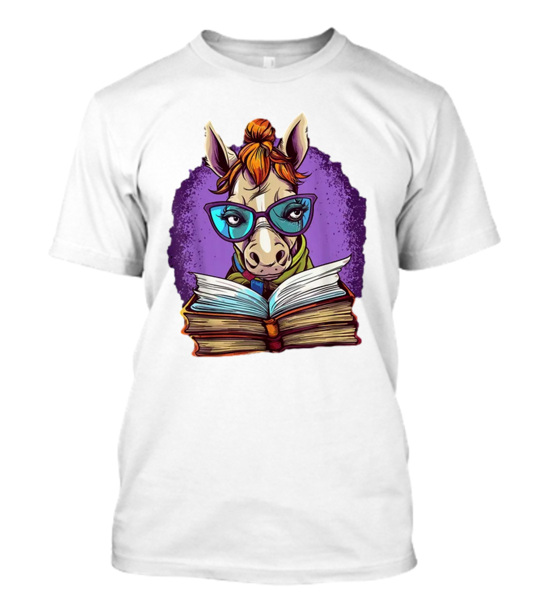 Book Lover Cute Horse Reading Glasses Teacher Librarian T-Shirt