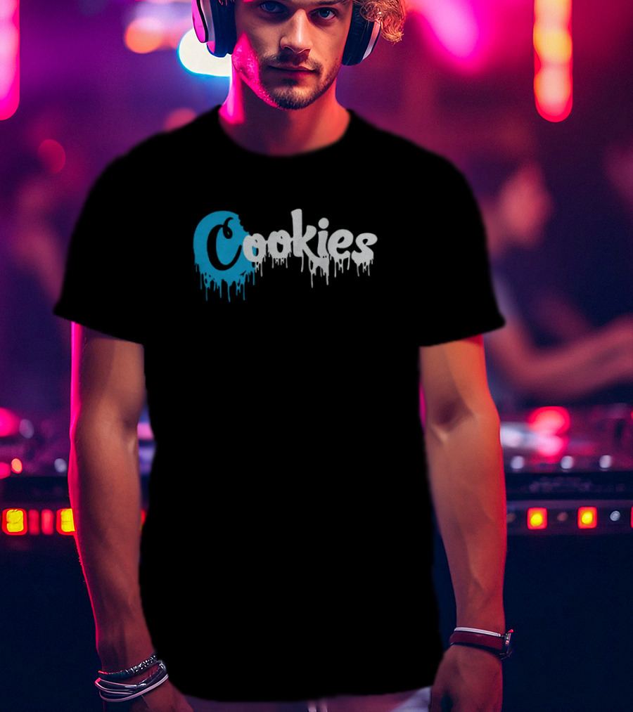 Cookies Dripping Text Blue T-Shirt