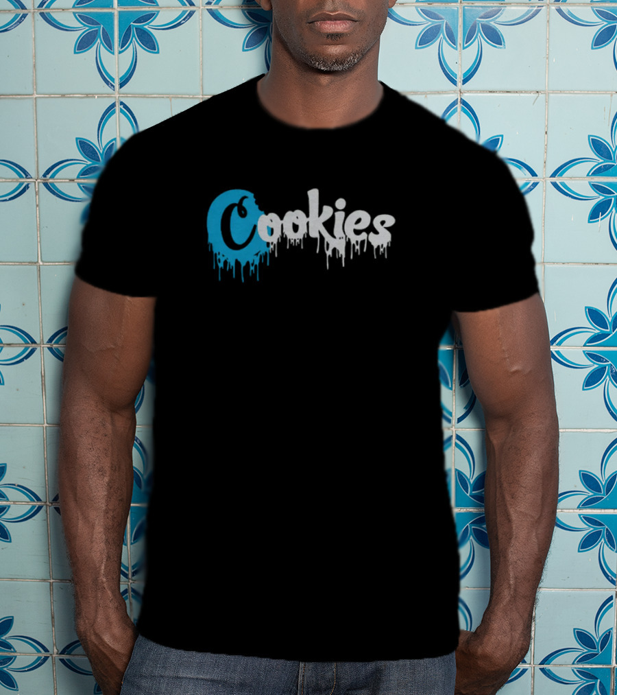 Cookies Dripping Text Blue T-Shirt