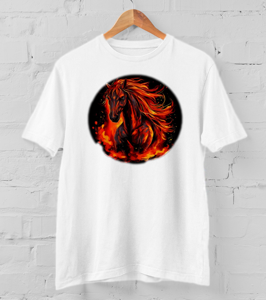 Fiery Horse With Flames For Funny Horse Lovers T-Shirt