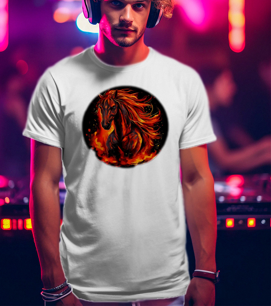 Fiery Horse With Flames For Funny Horse Lovers T-Shirt