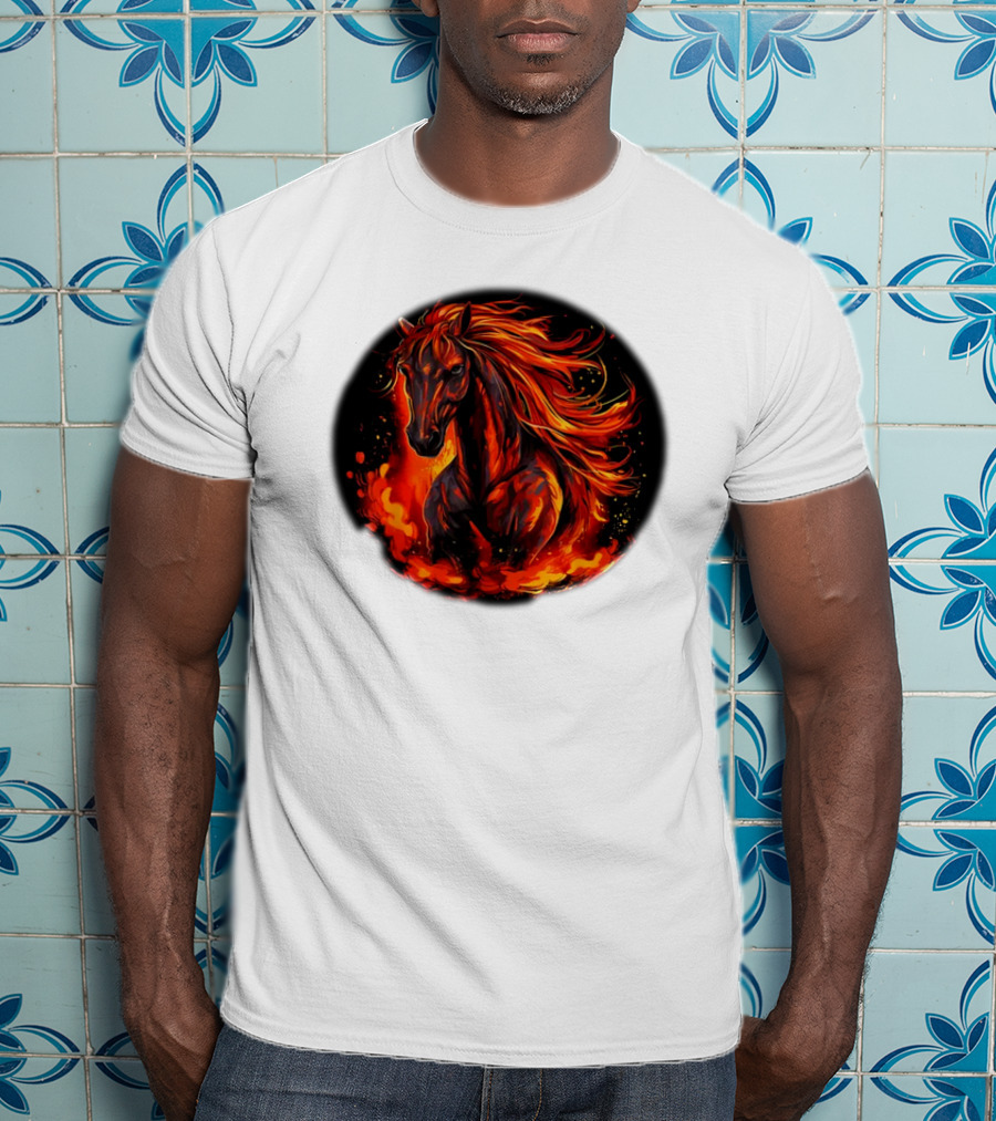Fiery Horse With Flames For Funny Horse Lovers T-Shirt