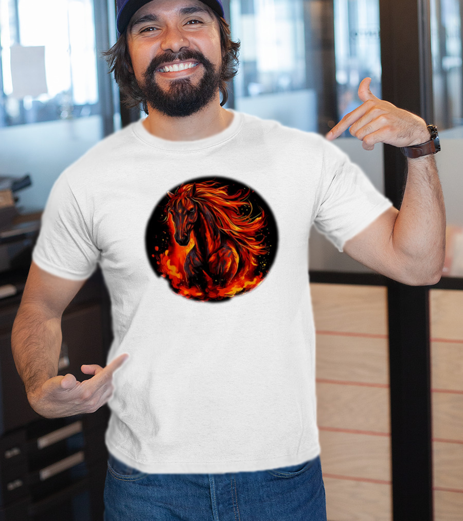 Fiery Horse With Flames For Funny Horse Lovers T-Shirt