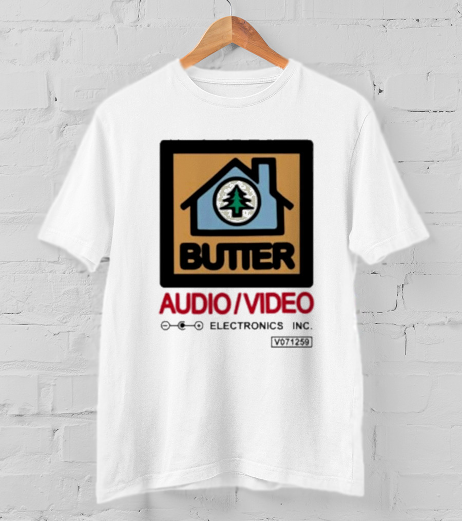 Tommyinnit Wearing Butter Audio Video Electronics Inc. House Symbol With Tree T-Shirt