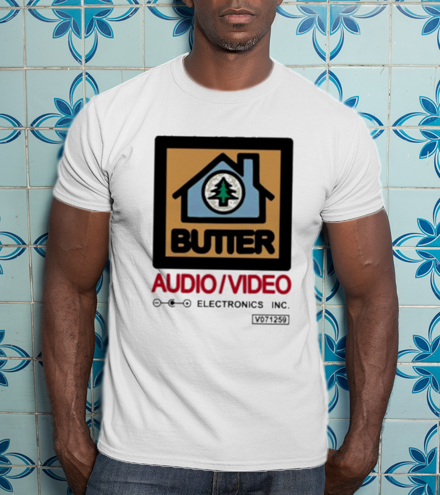 Tommyinnit Wearing Butter Audio Video Electronics Inc. House Symbol With Tree T-Shirt