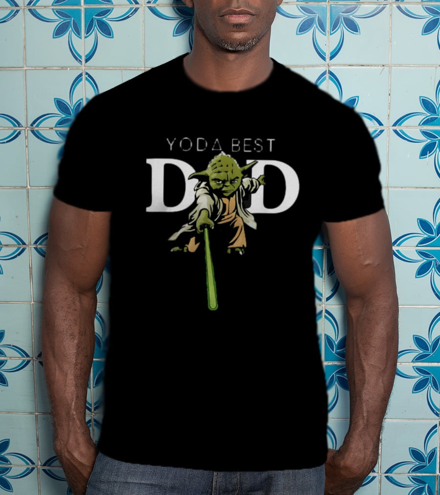 Yoda Best Dad Star Wars Fathers Day Green Lightsaber Jedi Master T-Shirt