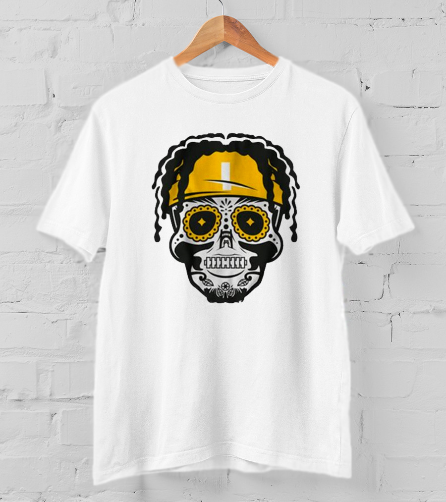Justin Fields Pittsburgh Football Sugar Skull T-Shirt