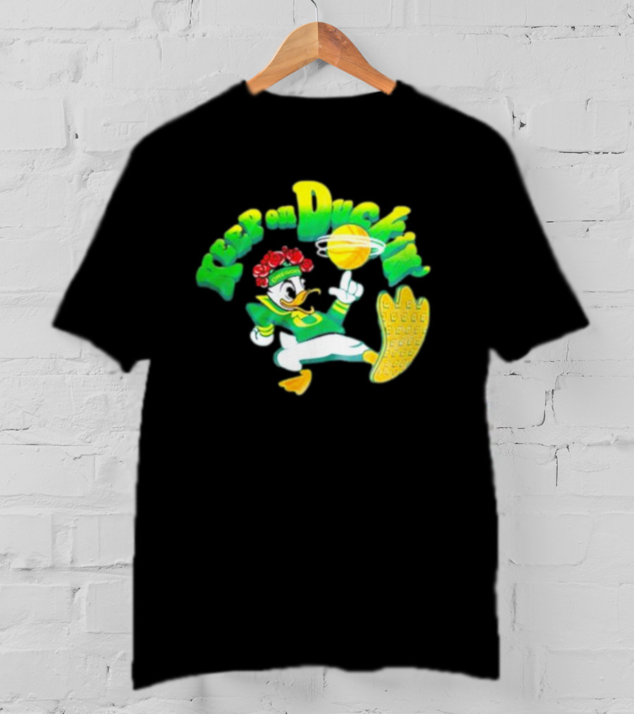 Keep On Duckin' Oregon Ducks Mascot Basketball Dunk T-Shirt