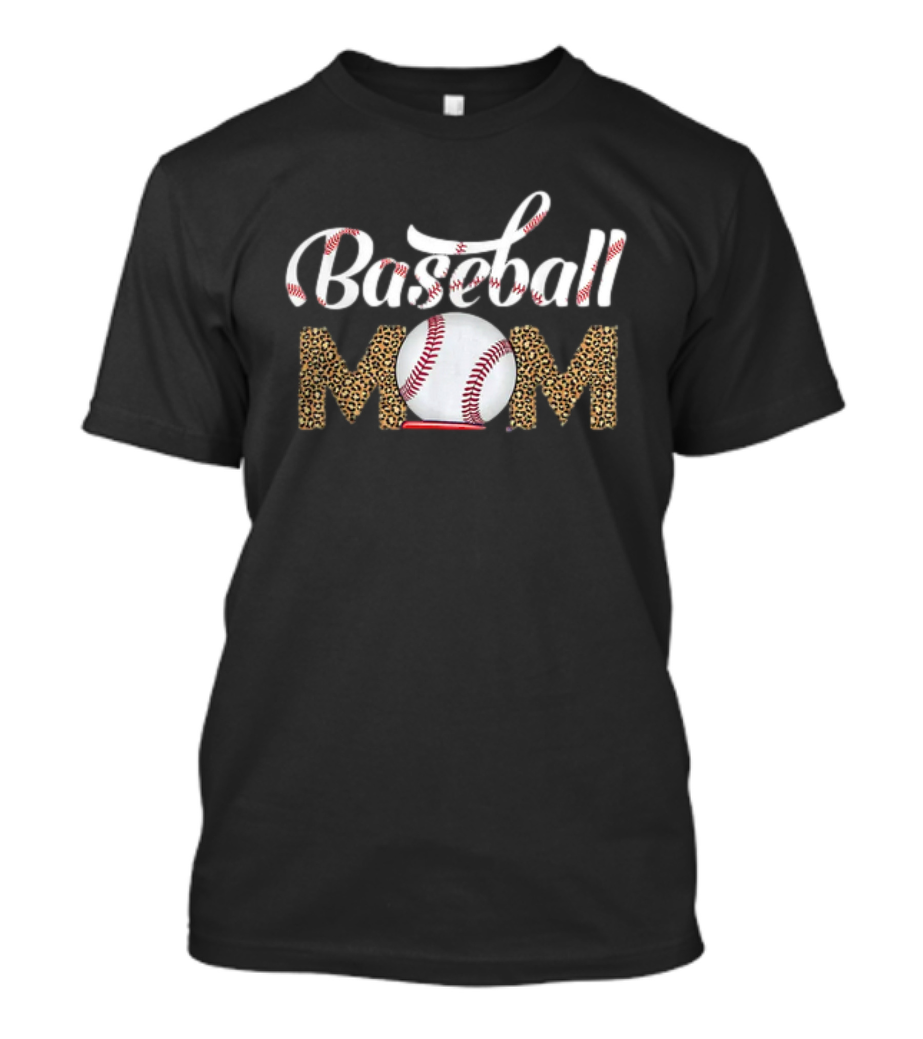 Leopard Baseball Mom Life Mothers Day Catcher Womens T-Shirt