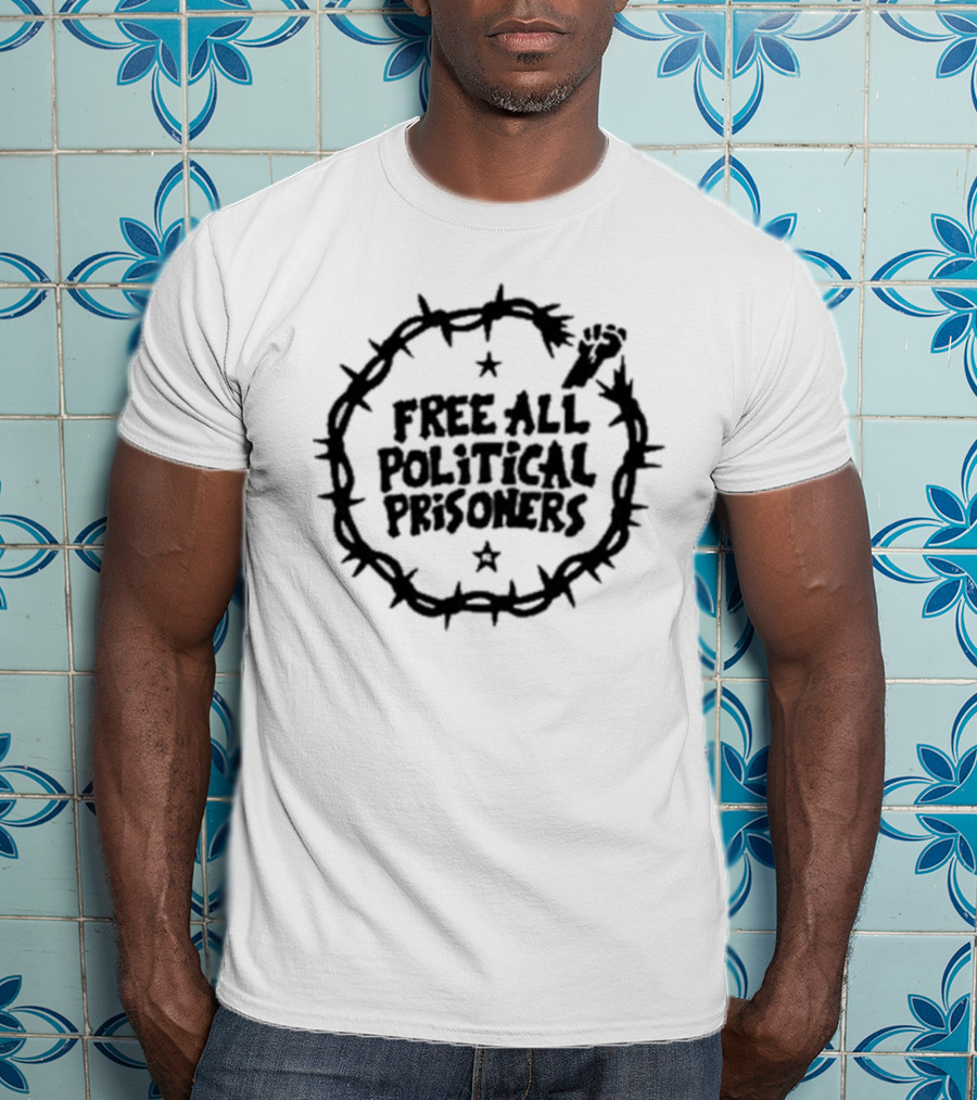 Liberation Free All Political Prisoners Barbed Wire Fist T-Shirt