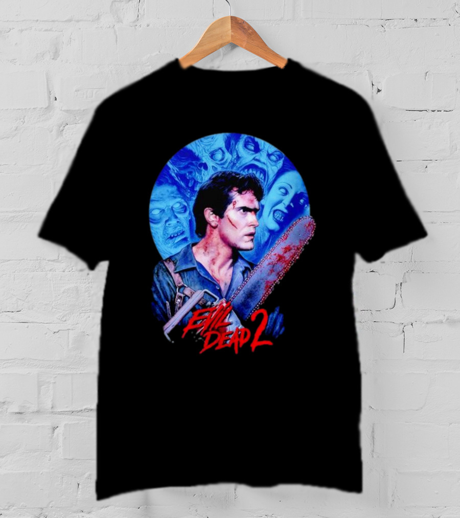 Evil Dead 2 Main Character Chainsaw Fight With Zombies T-Shirt