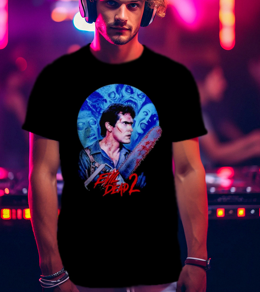 Evil Dead 2 Main Character Chainsaw Fight With Zombies T-Shirt