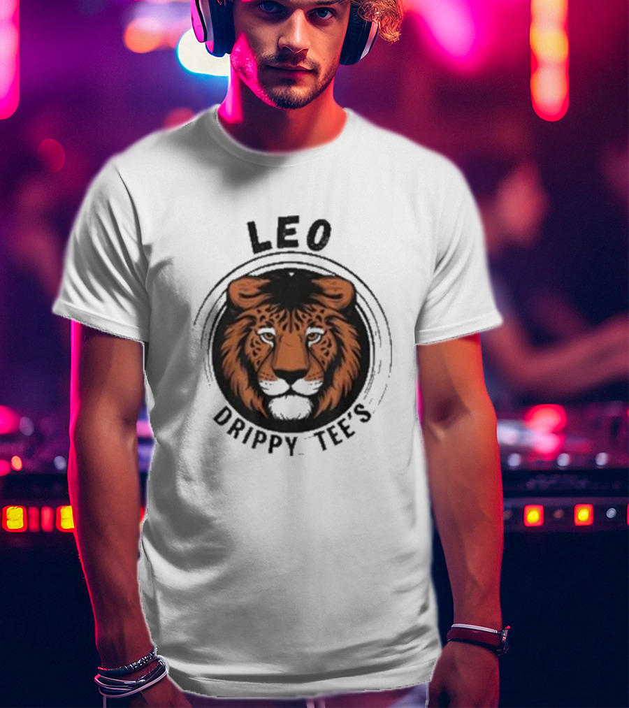 LEO Drippy Tee’s Fierce Lion Head T-Shirt