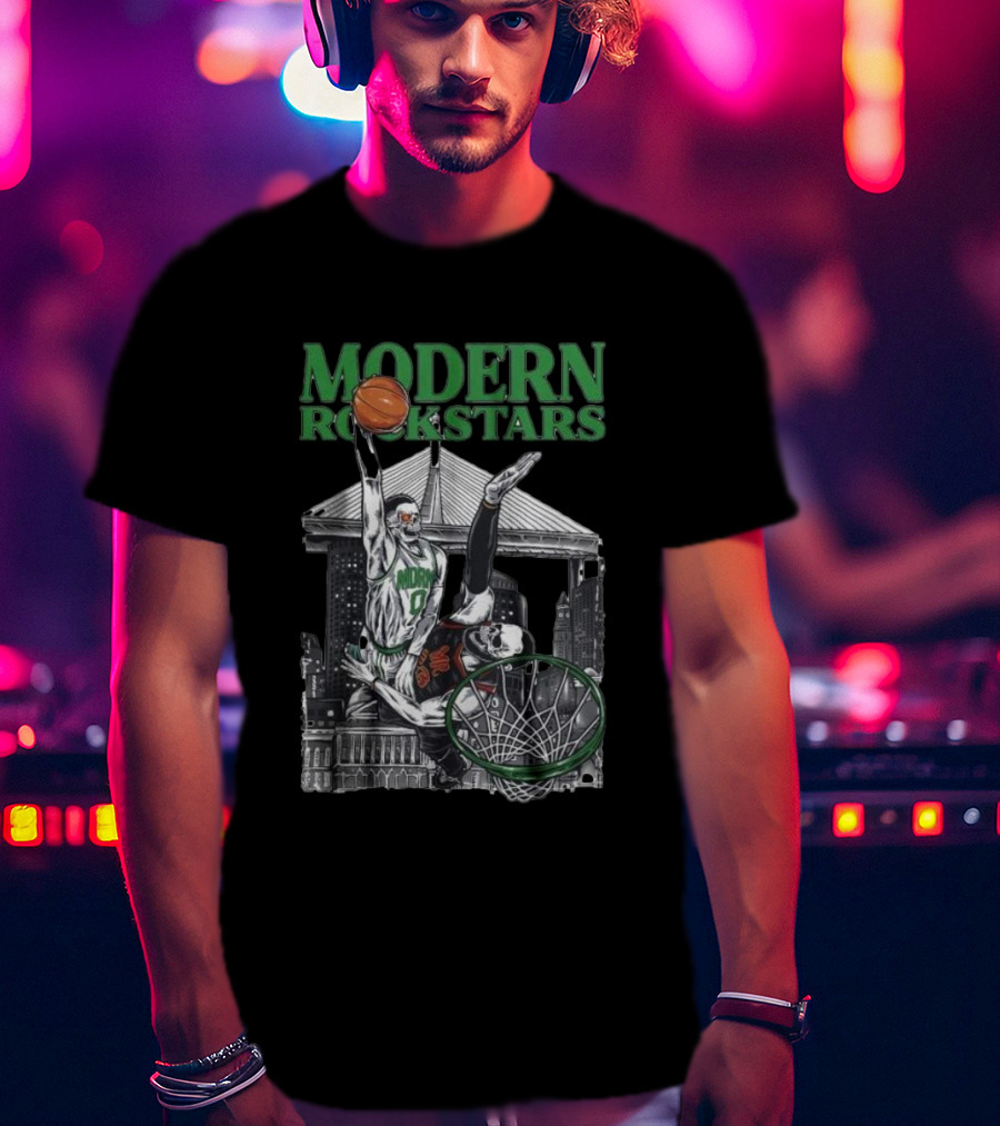 Modern Rockstars Basketball Dunk Skyline Bridge T-Shirt