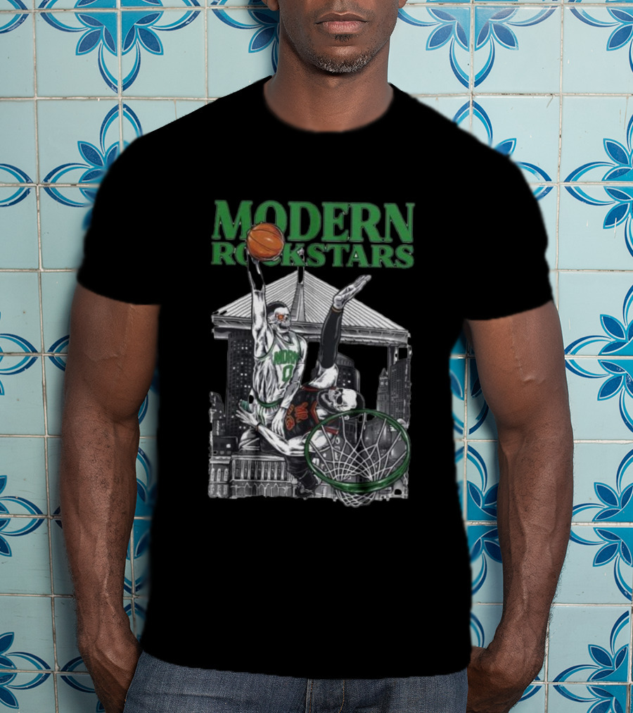 Modern Rockstars Basketball Dunk Skyline Bridge T-Shirt