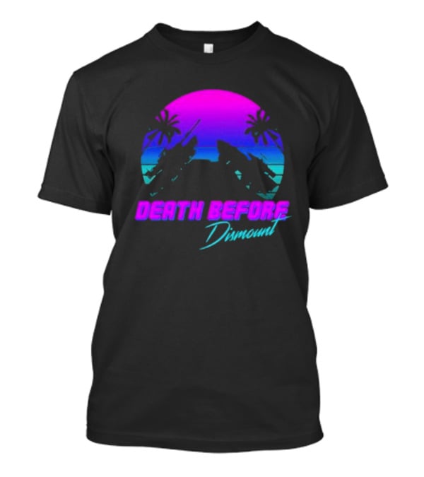 Tactically Jaded Death Before Dismount Retro Sunset Palms Rocket T-Shirt