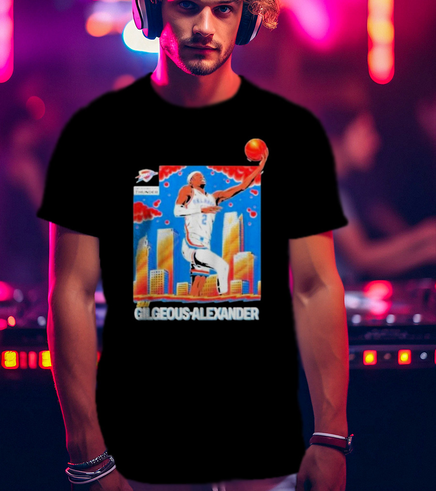 Thunder Basketball Hero Gilgeous-Alexander Skyline Dunk T-Shirt