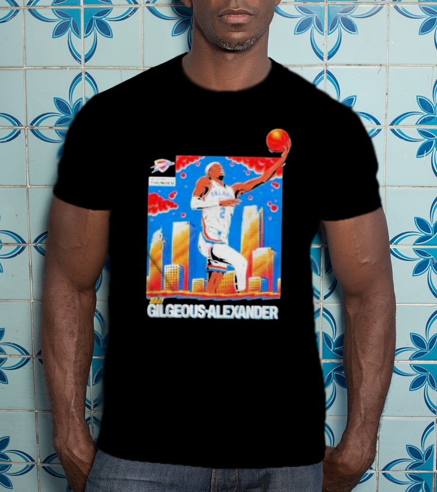 Thunder Basketball Hero Gilgeous-Alexander Skyline Dunk T-Shirt
