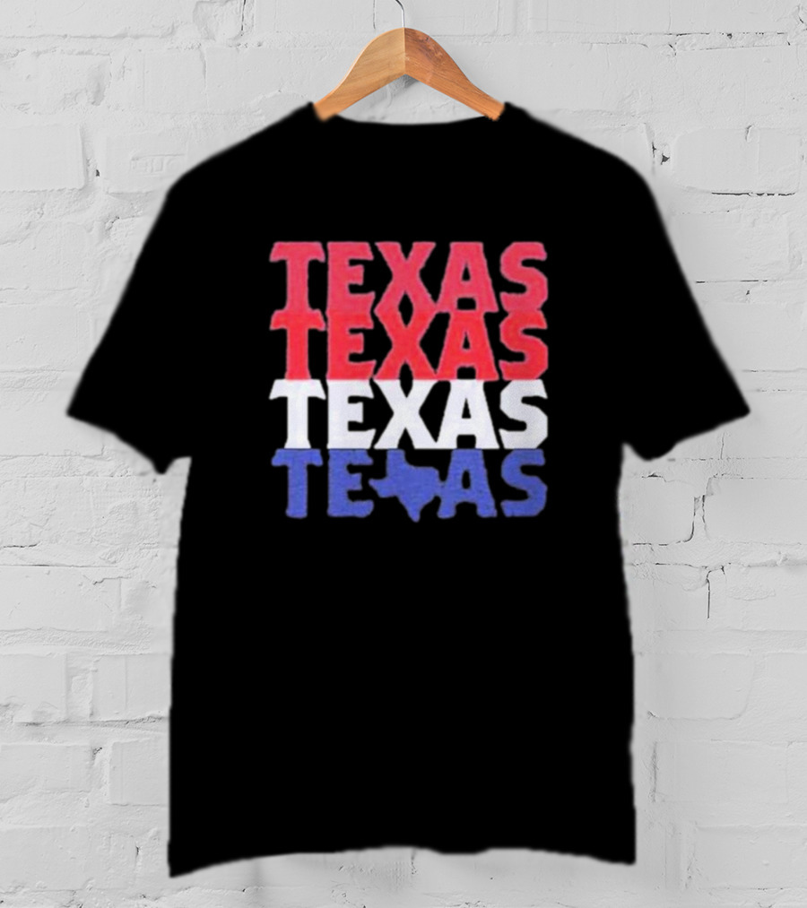 Texas Texas Texas Texas Map Red White Blue T-Shirt