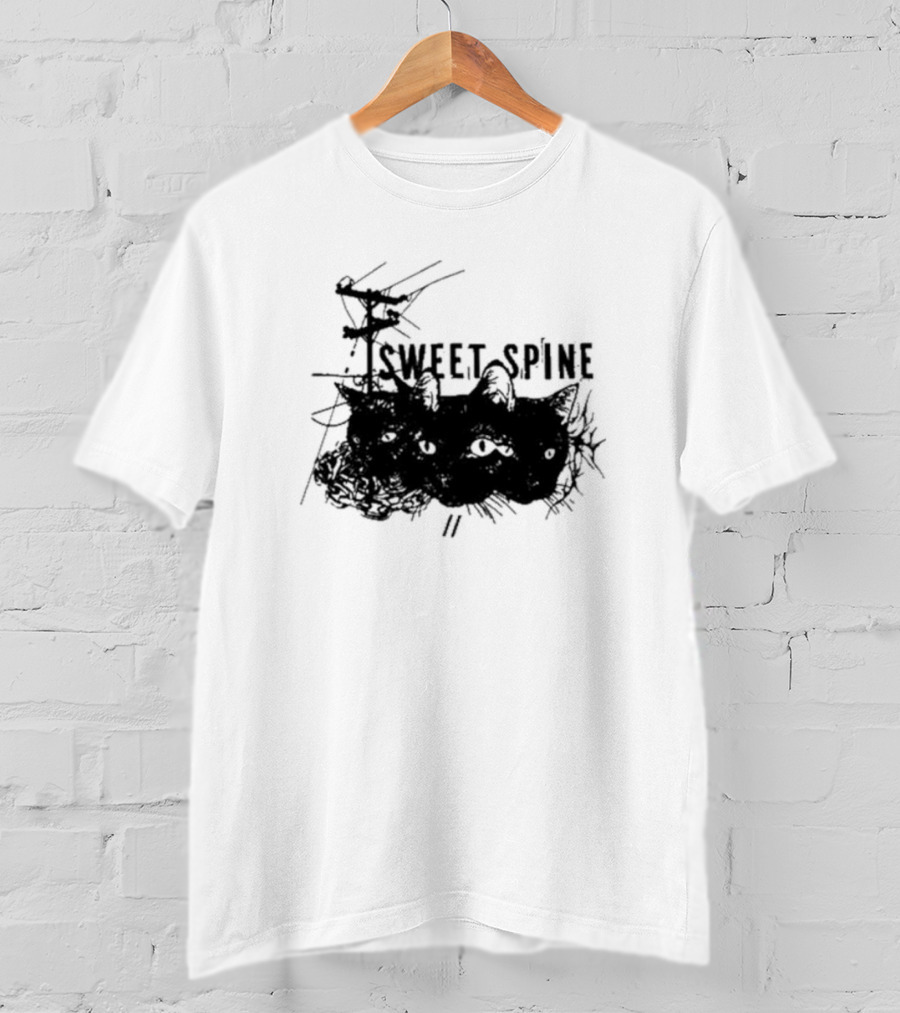 Sweet Spine 3 Headed Cat Dark T-Shirt
