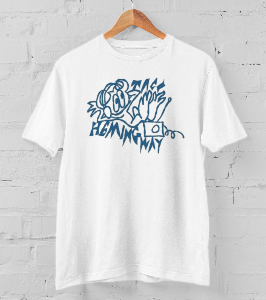 Taco Hemingway Blue Sketch Art With Music And Text Elements T-Shirt