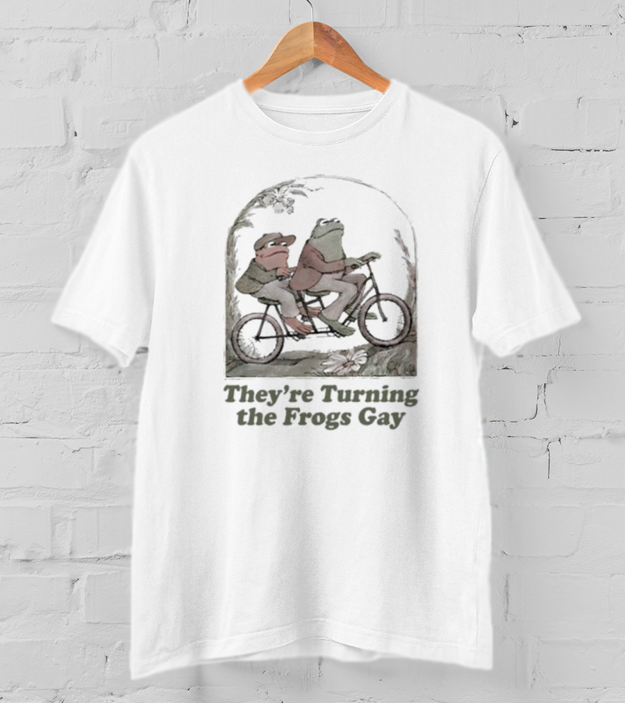 Frog Friends Riding A Bicycle Adventure: They're Turning The Frogs Gay T-Shirt