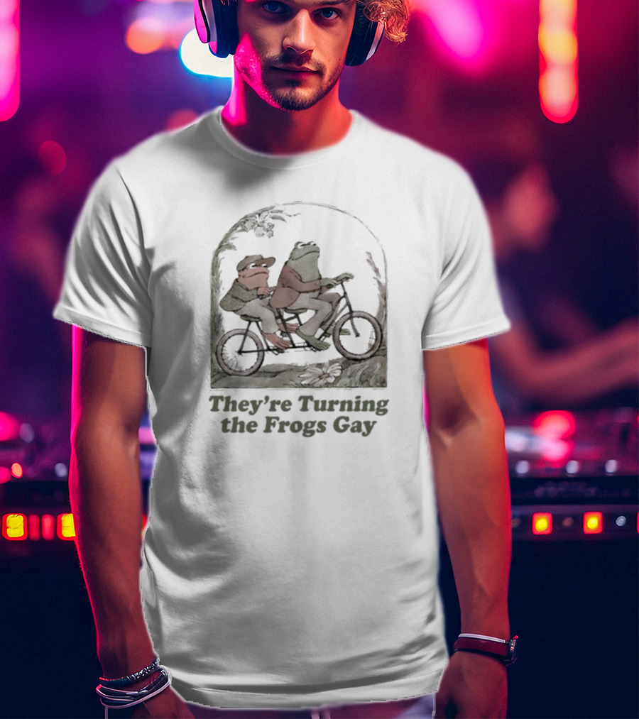 Frog Friends Riding A Bicycle Adventure: They're Turning The Frogs Gay T-Shirt