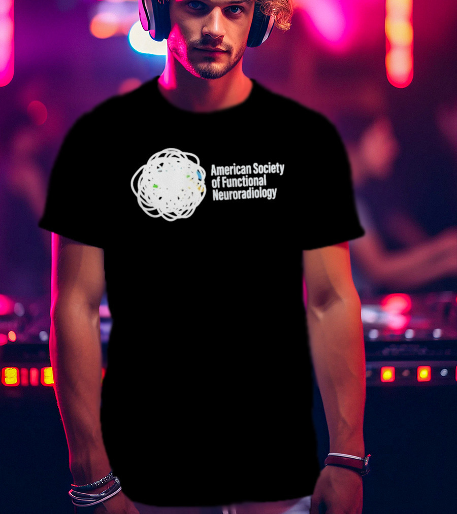 American Society Of Functional Neuroradiology Logo With Abstract Brain T-Shirt