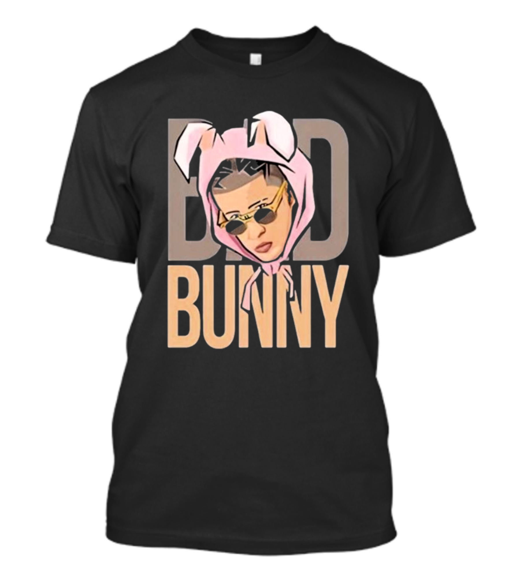 BAD BUNNY Essential Pink Bunny Hoodie Sunglasses T-Shirt
