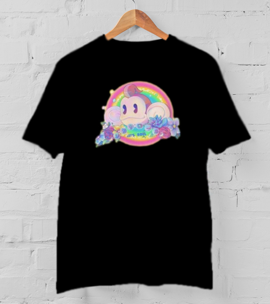 Quit Monkeying Around Let's Roll With Rainbow Monkey And Flowers T-Shirt