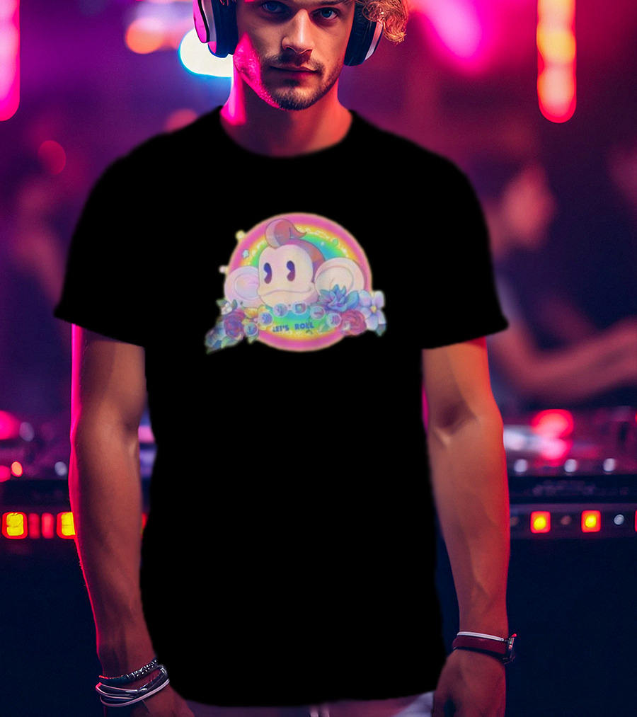 Quit Monkeying Around Let's Roll With Rainbow Monkey And Flowers T-Shirt