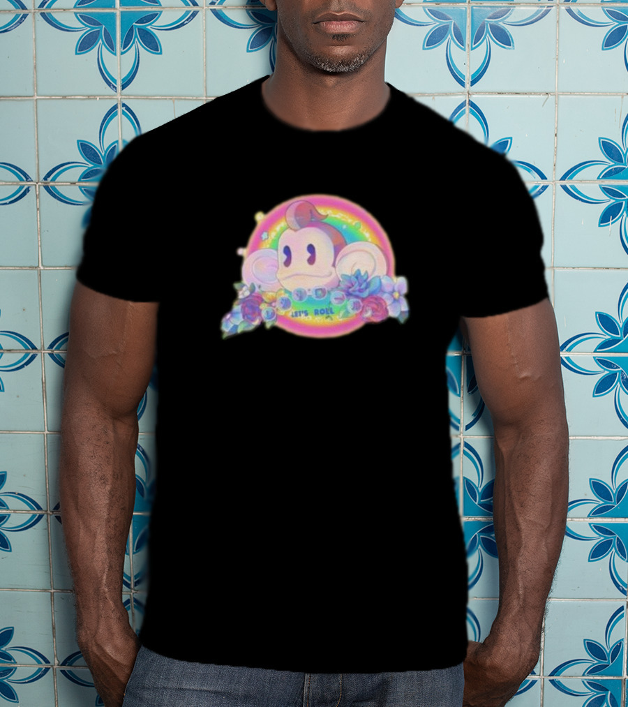 Quit Monkeying Around Let's Roll With Rainbow Monkey And Flowers T-Shirt