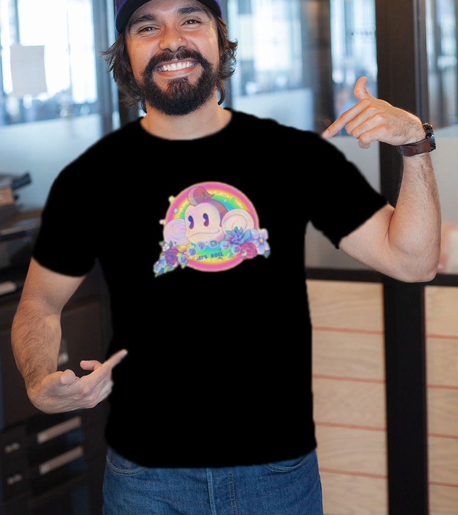 Quit Monkeying Around Let's Roll With Rainbow Monkey And Flowers T-Shirt