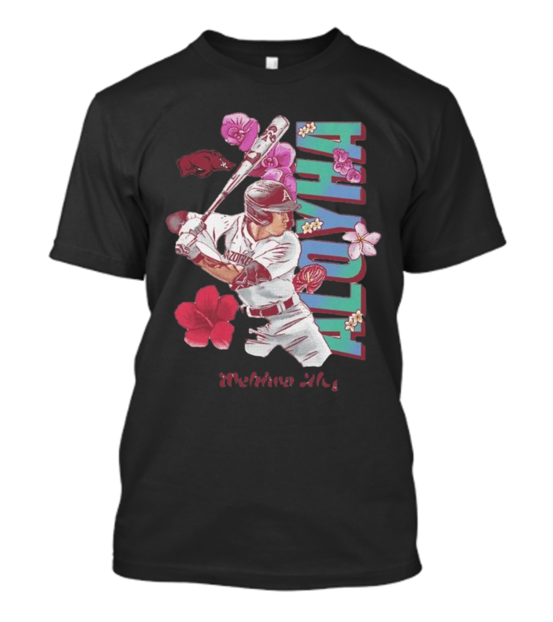 Wehiwa Aloyha Aloy Arkansas Baseball Flowers T-Shirt