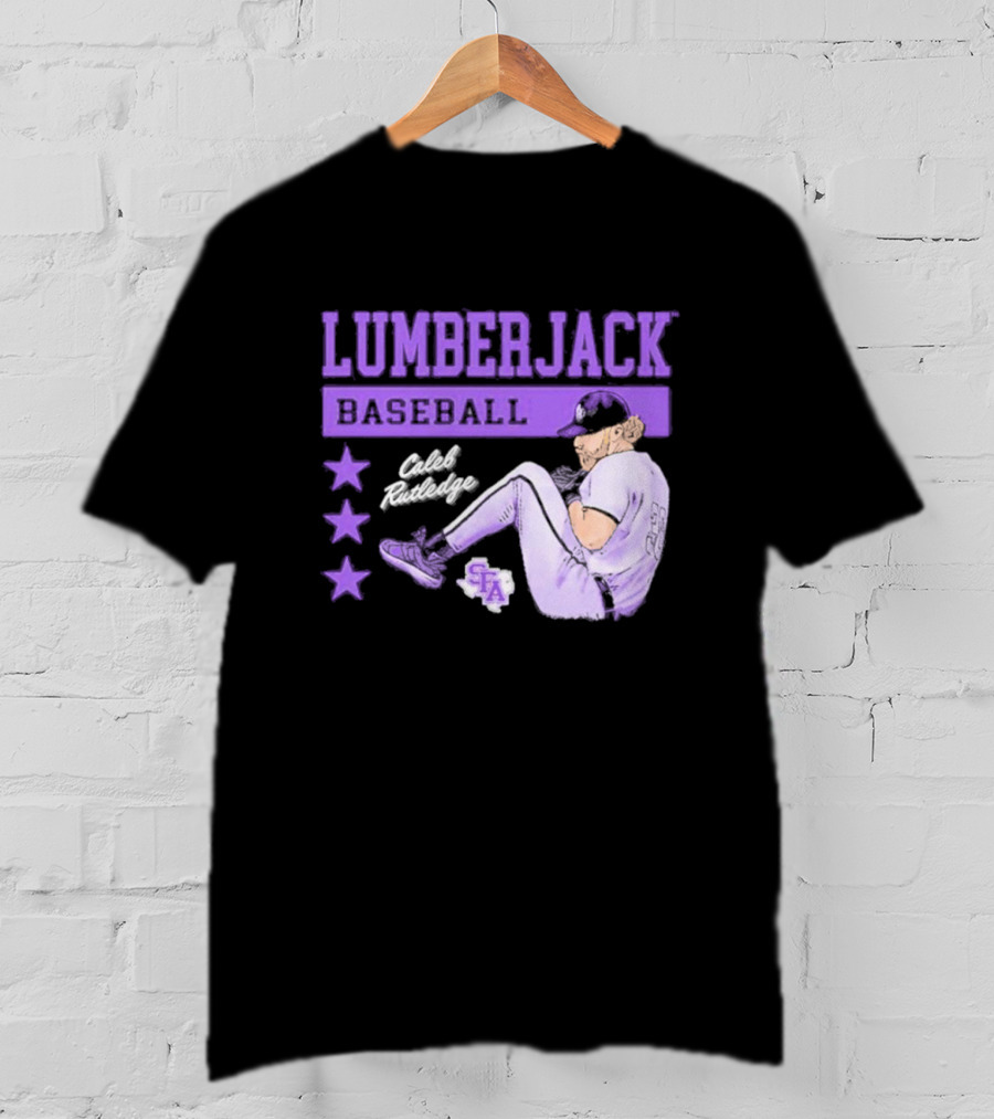 Lumberjack Baseball Caleb Rutledge SFA Cartoon T-Shirt