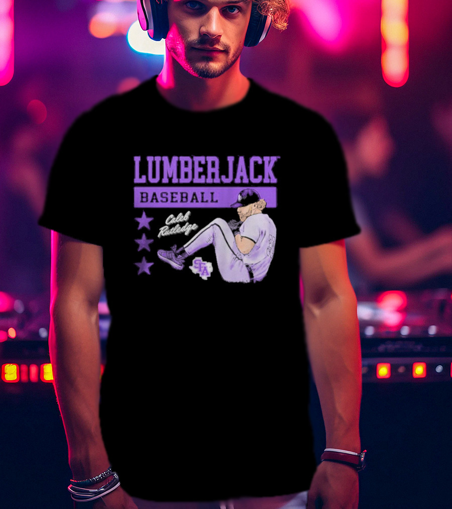 Lumberjack Baseball Caleb Rutledge SFA Cartoon T-Shirt