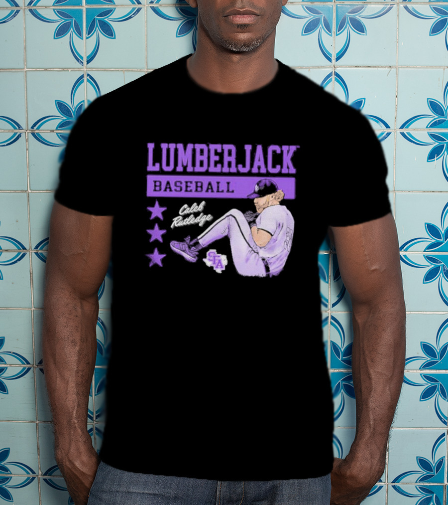 Lumberjack Baseball Caleb Rutledge SFA Cartoon T-Shirt