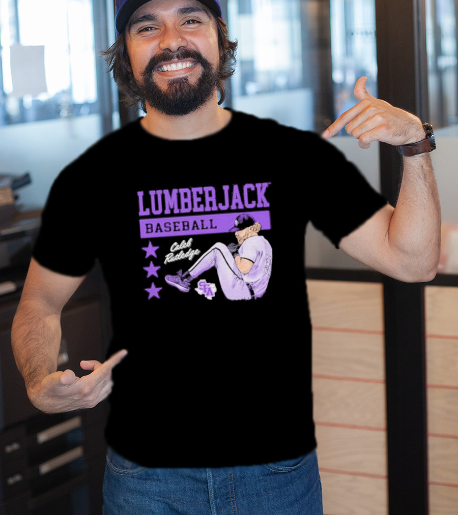 Lumberjack Baseball Caleb Rutledge SFA Cartoon T-Shirt