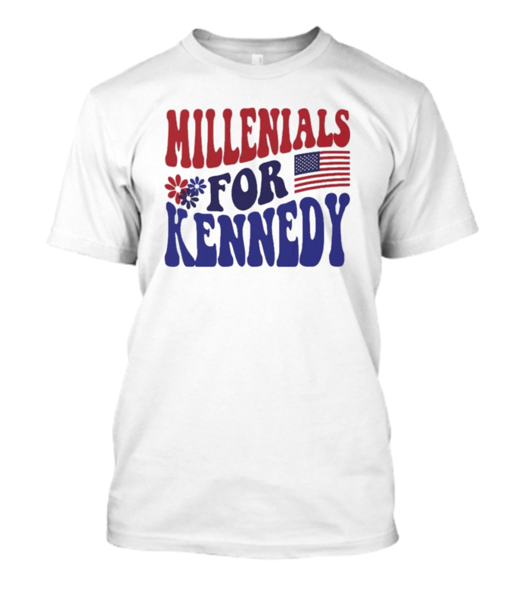 Millennials For Kennedy American Flag Flower Power T-Shirt