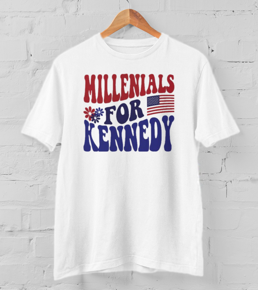 Millennials For Kennedy American Flag Flower Power T-Shirt