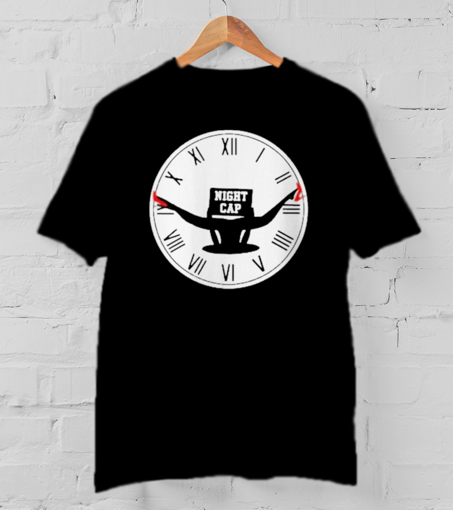 Night Cap Clock Roman Numerals Quarter To Three T-Shirt