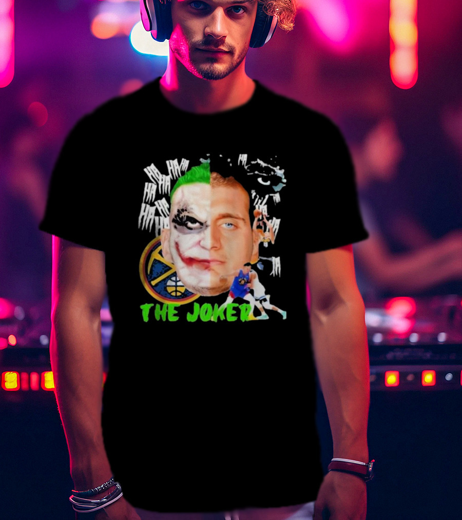Nikola Jokic The Joker Face Featuring Denver Nuggets Basketball References T-Shirt