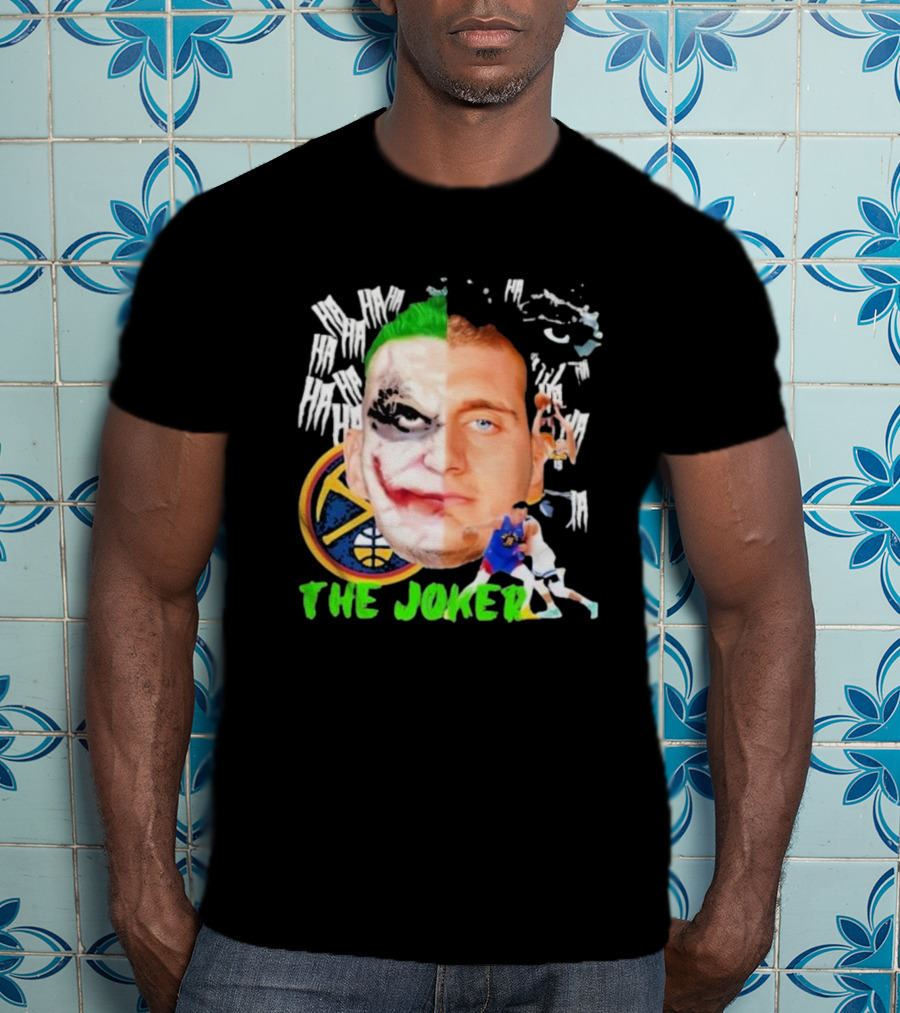 Nikola Jokic The Joker Face Featuring Denver Nuggets Basketball References T-Shirt