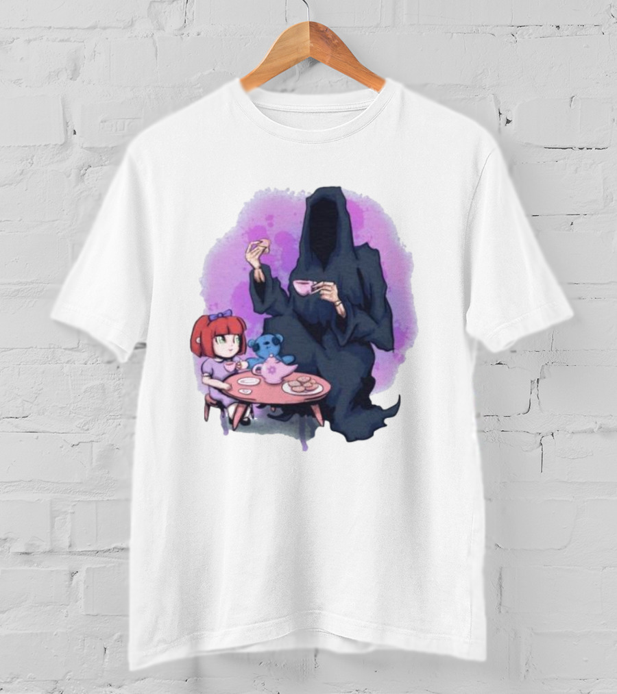 Tea Party With Grim Reaper And Little Girl T-Shirt